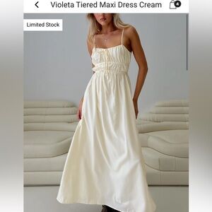 NWT Princess Polly Violeta Tiered Maxi Dress Cream - Size 10
